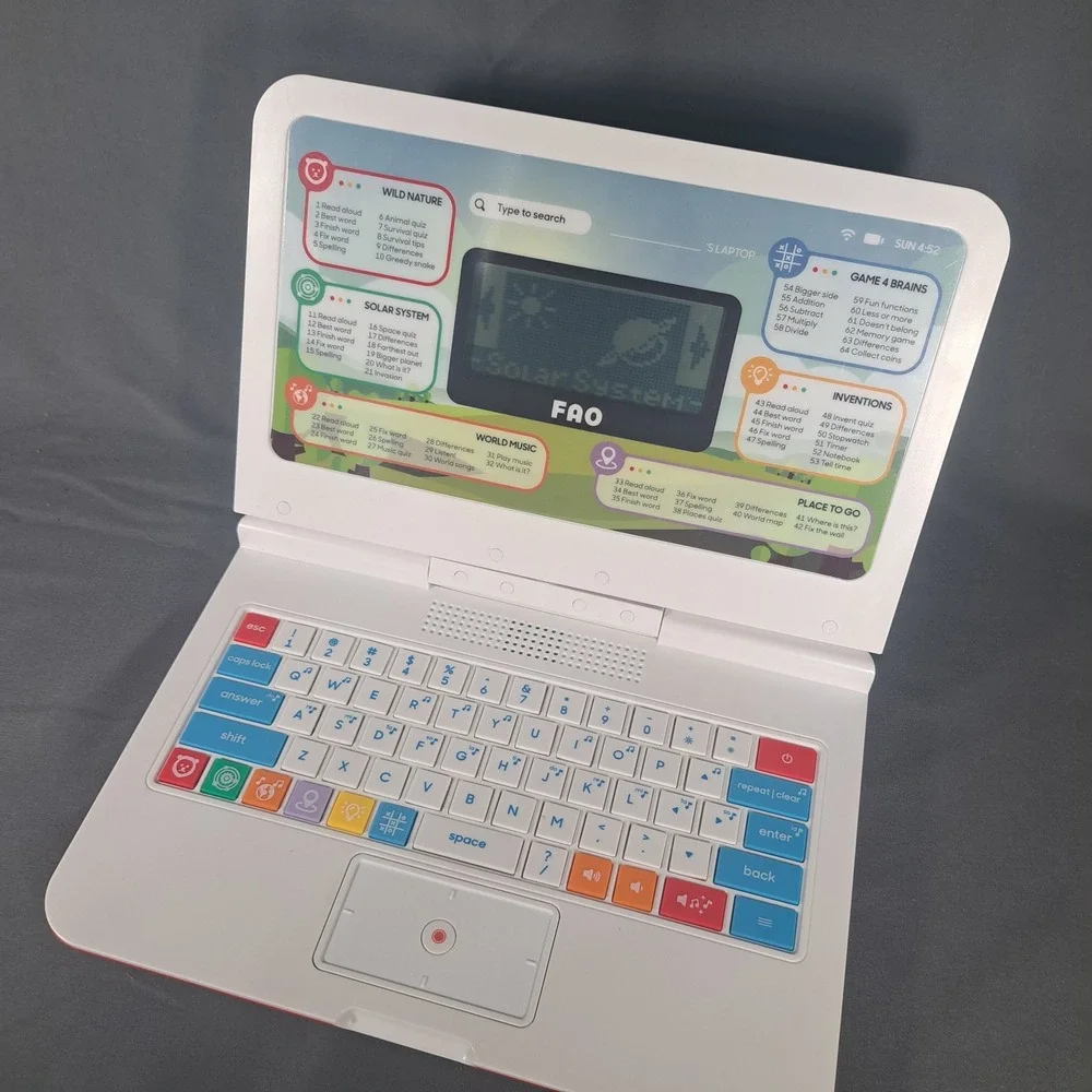 FAO Schwarz Kids‎ Toy Laptop Red White Learning Computer 1016630 Educational Fun